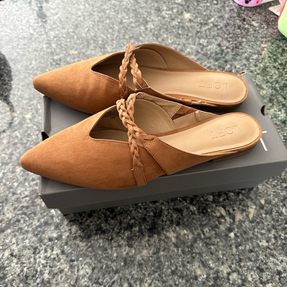 NWT Loft Suede Cognac Flat Shoe